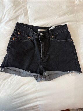 Levi's Black Rolled-Hem Denim Shorts